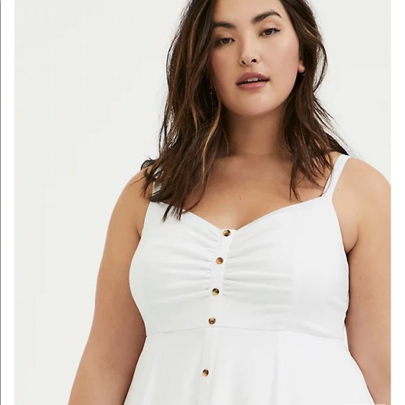 TORRID White stretch woven button midi dress. Size 2. - Picture 11 of 14